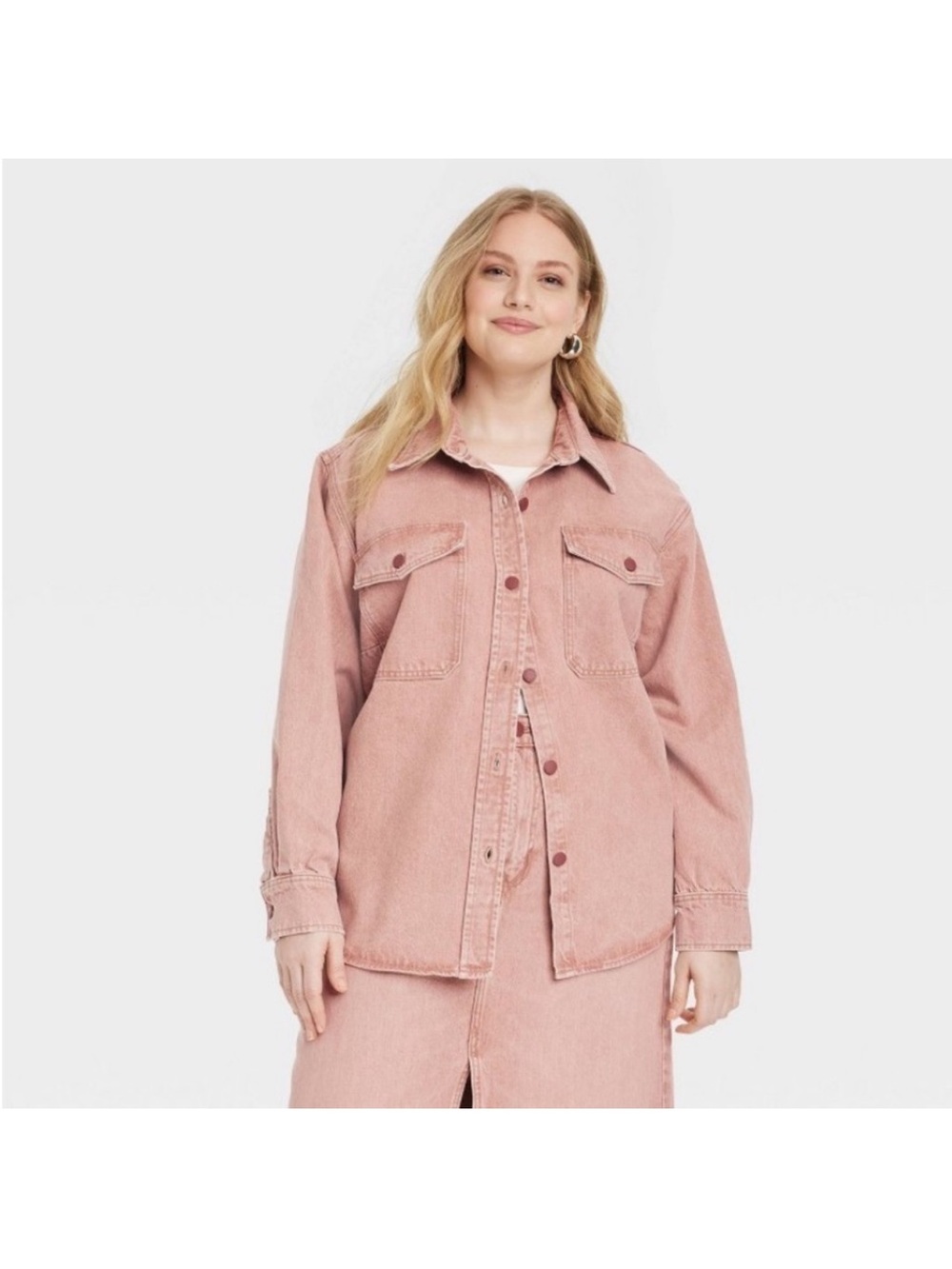 Universal Thread™ Oversized Women’s Denim Shacket Clay Pink